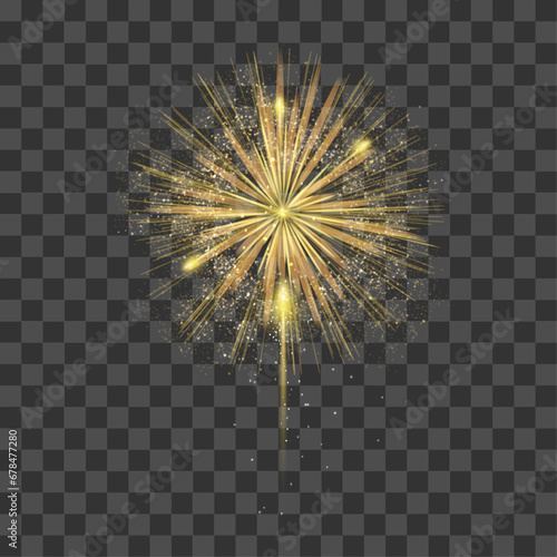 Vector yellow festival fireworks. colorful carnival fireworks holiday background