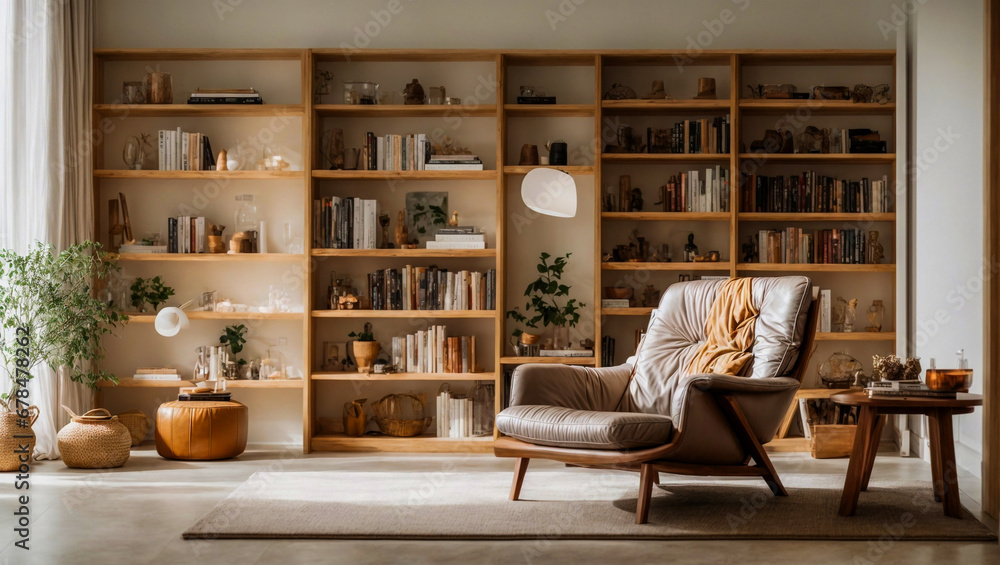beautiful color modern home relax library with cozy armchair and bookshelves with books arranged in a room with white walls, beautiful color modern home relax library with cozy armchair and bookshelves with books arranged in a room with white walls,