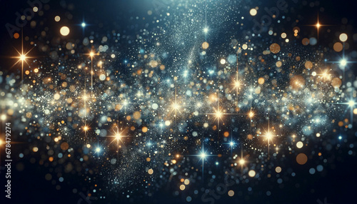 abstract background with golden bokeh lights and stars © Yoru