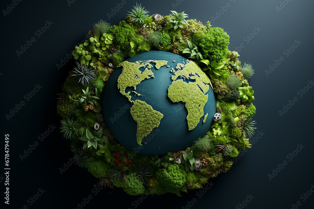 Generative AI Image of World Environmental Education Day with Earth Globe Surrounded by Green Plants