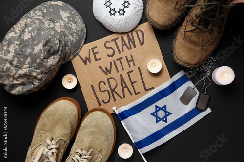 Text WE STAND WITH ISRAEL, ...