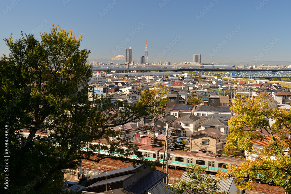 戸定ヶ丘歴史公園からの眺望、富士山も遠望、千葉県松戸市