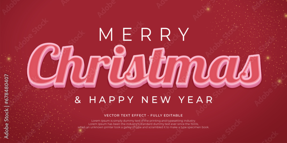 Vector christmas 3d text effect with pink theme on the letters