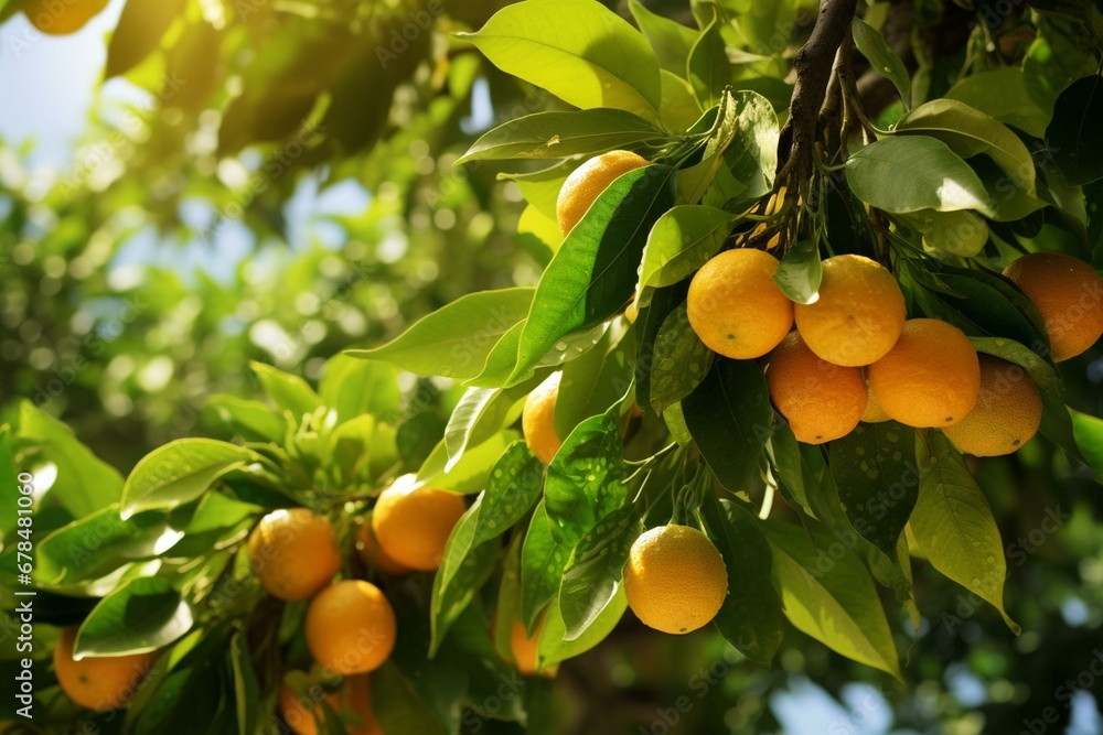 A citrus tree with small green fruits, rich in vitamin C. Generative AI