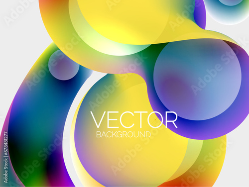Beautiful flowing round shapes and circles abstract background. Liquid color bubble composition