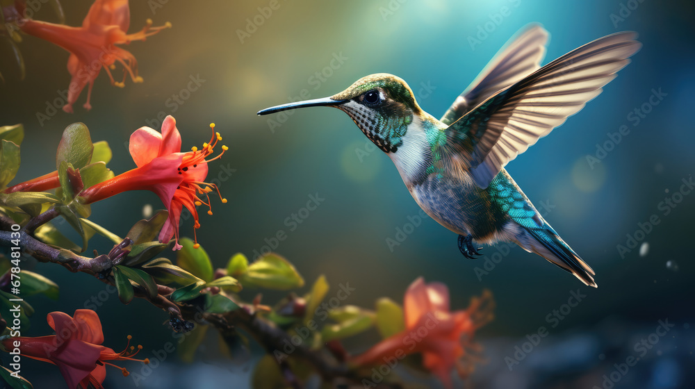 Obraz premium hummingbird feeding on a flower