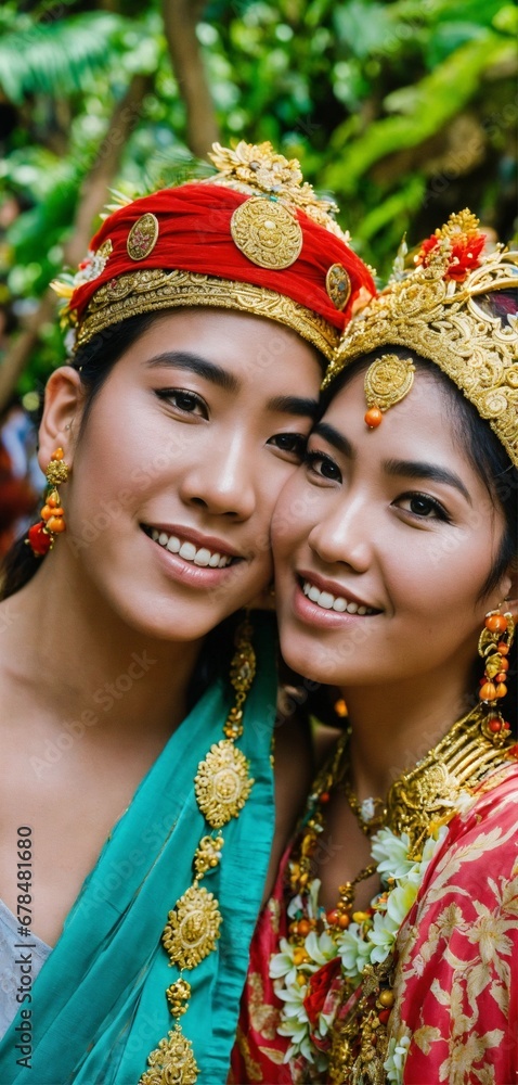 A tradition in Bali, Indonesia where friends hug each other and kiss.