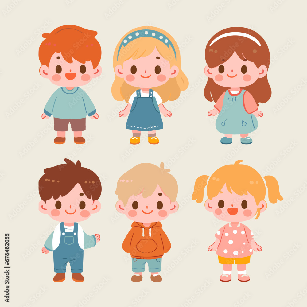 Cartoon vector: Assortment of Adorable Cartoon Characters in Vector Art for Children, collection cartoon set illustration