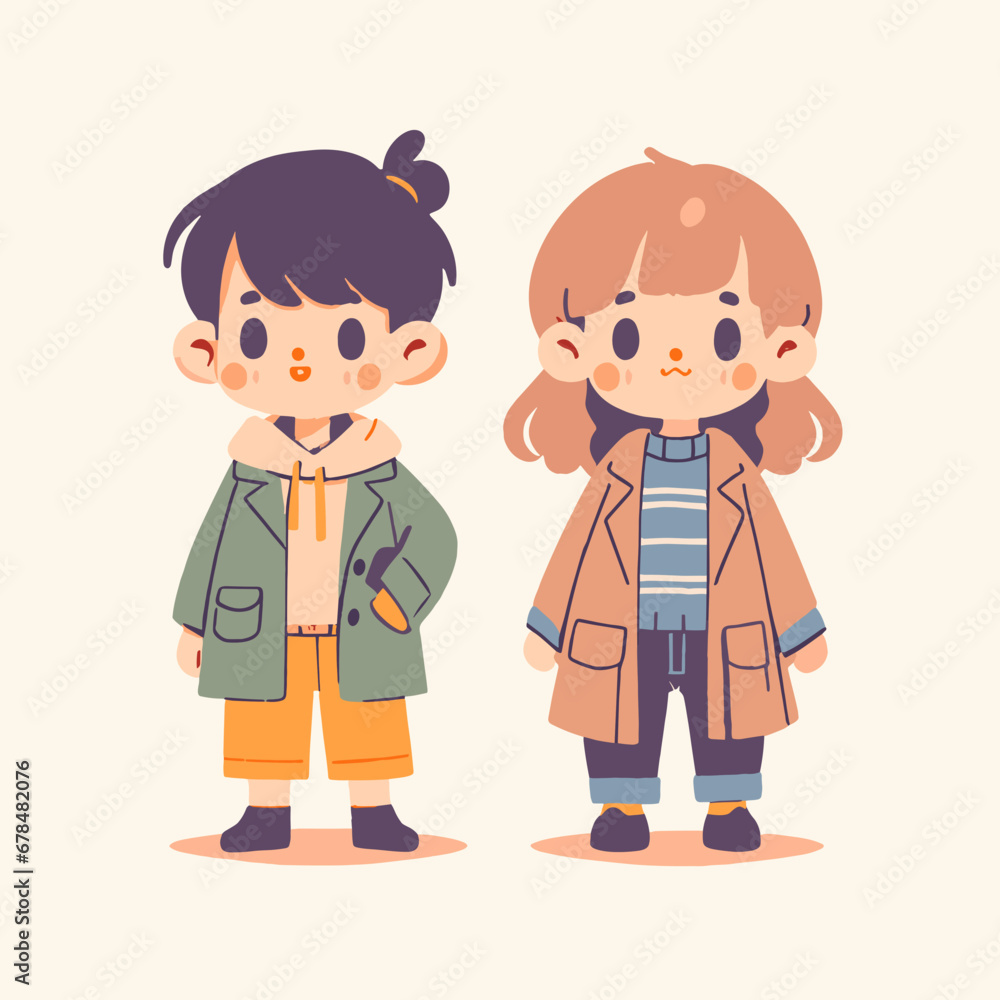 Advantures Cute: A Variety of Vector Characters in Cartoon Style Perfect for Children, collection cartoon set illustration