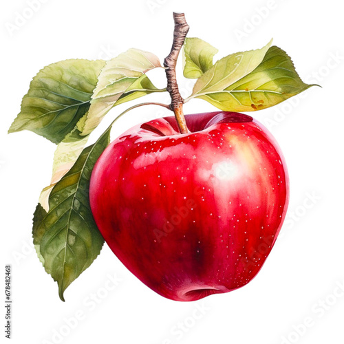 red apple with leaf