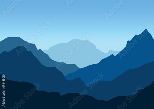 Mountains landscape. Vector illustration in flat style.