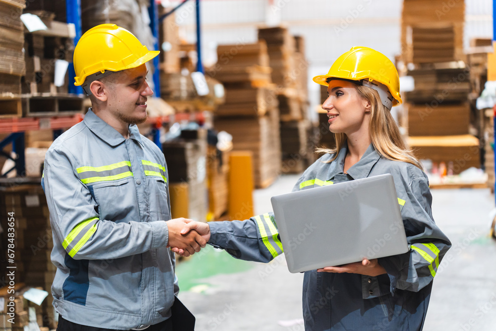 engineer and manager foreman person team meeting and handshake for occupation deal agreements to success, industry warehouse man teamwork, factory work for employee job of business partnership concept engineer and manager foreman person team meeting and handshake for occupation deal agreements to success, industry warehouse man teamwork, factory work for employee job of business partnership concept