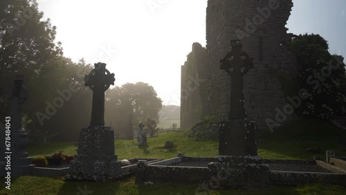 Stradbally Town, County Laois, Ireland - A Petite Celtic Burial Ground in the Early Morning - Static Shot photo