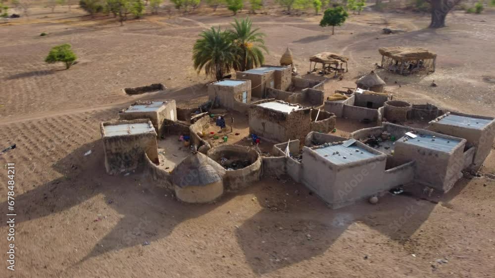 Drone takes video by flying around village in Burkina Faso, Africa Drone takes video by flying around village in Burkina Faso, Africa