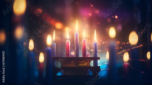 Happy Hanukkah Concept. Hanukkah Background. Hanukkah Theme. Generated AI photo