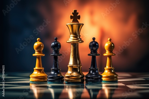 Chess game. Business competition strategy leadership