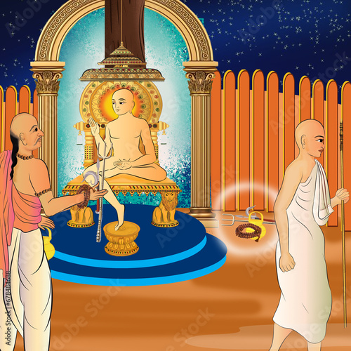 Lord Mahavir Illustration, Jain Religious Story Jainism Art