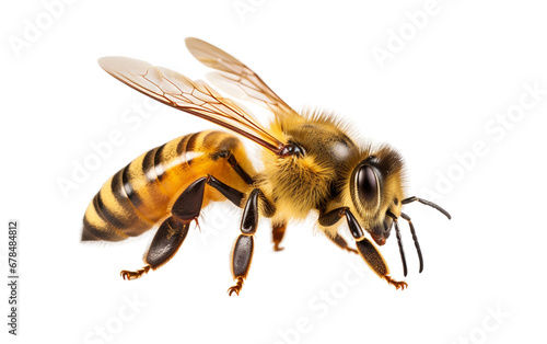 A Beautiful Honey Bee Collecting Nectar Isolated on Transparent Background PNG.