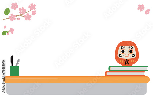 だるま　受験のイメージイラスト　背景素材