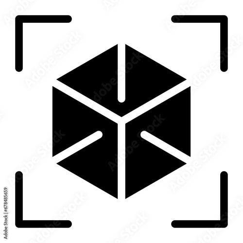 3D cube black solid glyph icon