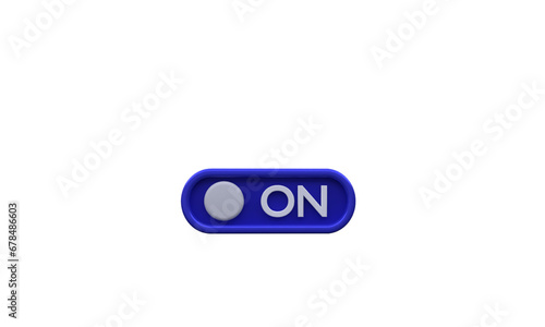 unique 3d rendering blue on toggle switch button isolated.Trendy and modern in 3d style.