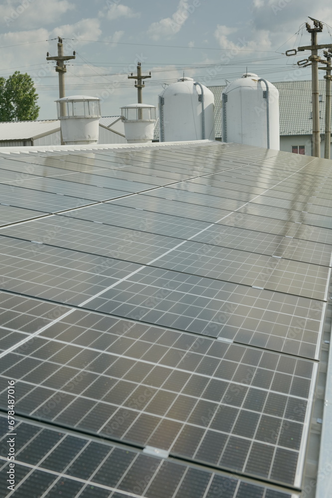 Solar panel array on on a warehouse roof