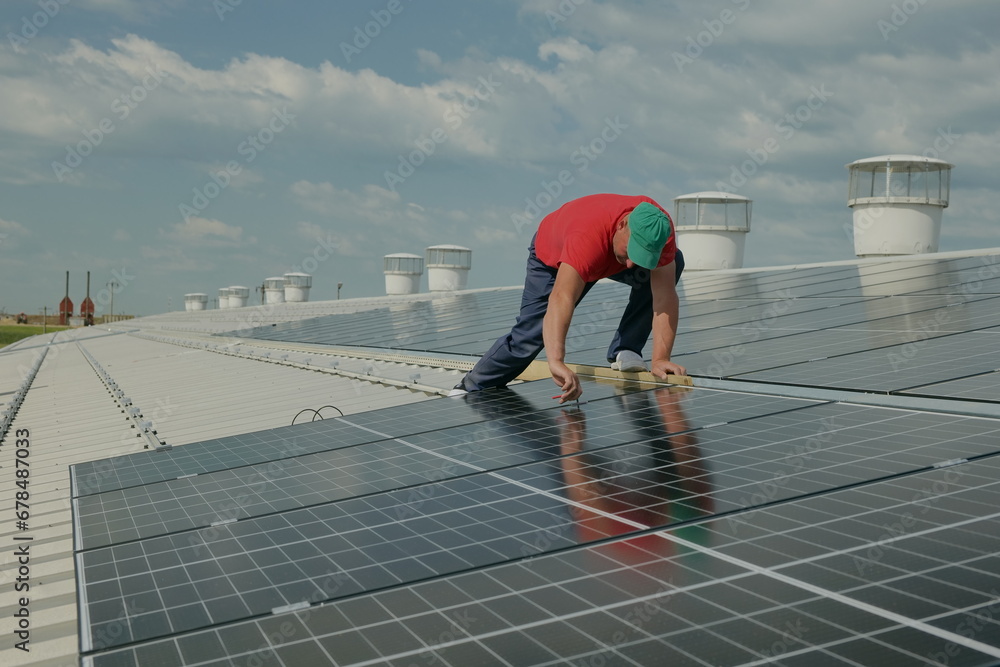 Solar panel array on on a warehouse roof