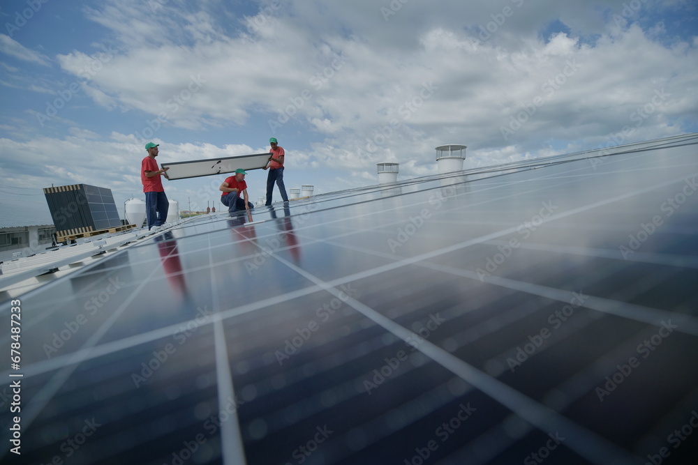 Solar panel array on on a warehouse roof