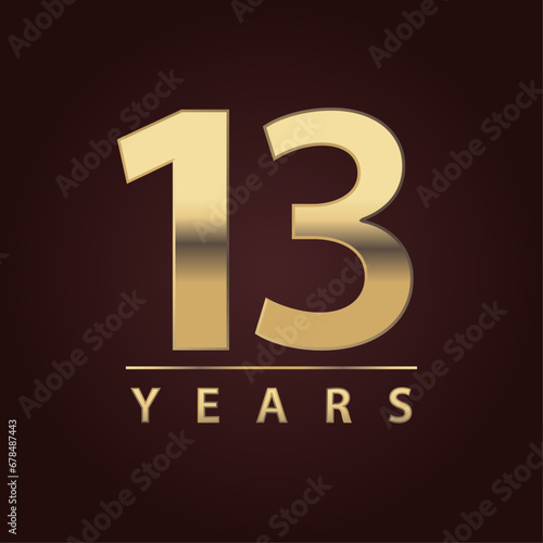 13 years for celebration events, anniversary, commemorative date. thirteen years logo