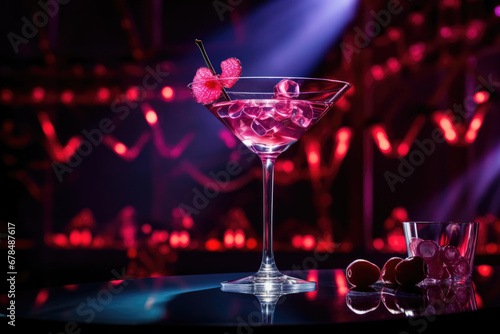 Glass of liqueur with red grapes