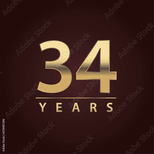 34 years for celebration events, anniversary, commemorative date. thirty four years logo photo