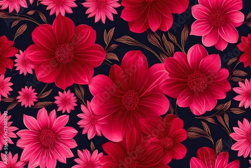 illustration design using red and pink flower elements  with a plain abstract background