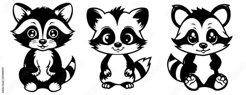 Obraz premium racoon silhouettes 