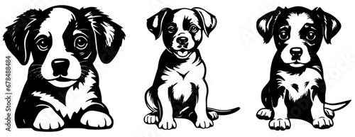 black and white dog silhouettes