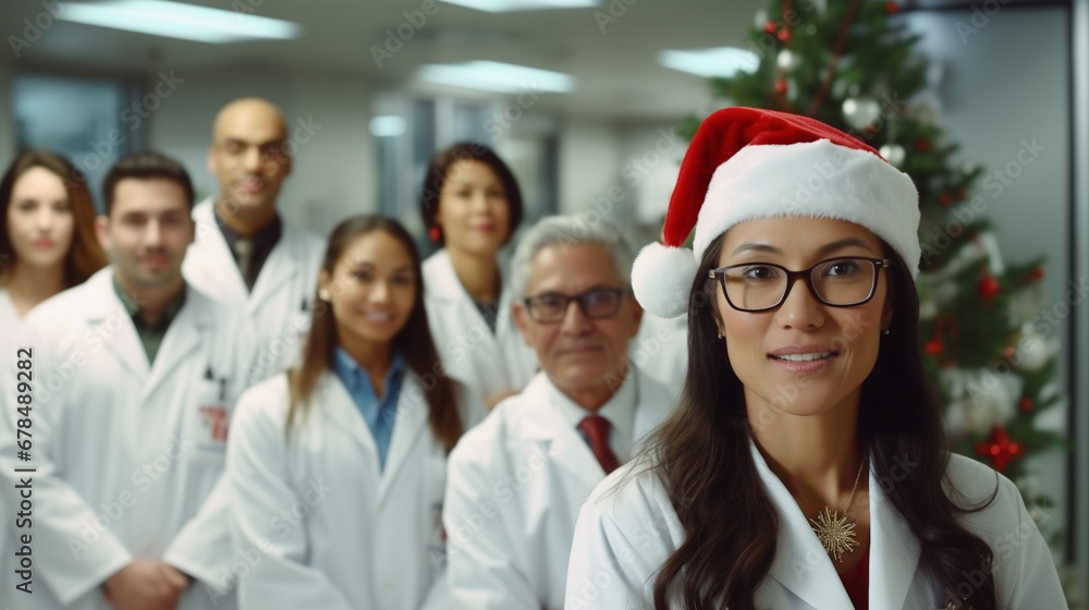 Fototapeta premium Asian Middle Age Female Doctor Scientist Holiday Portrait