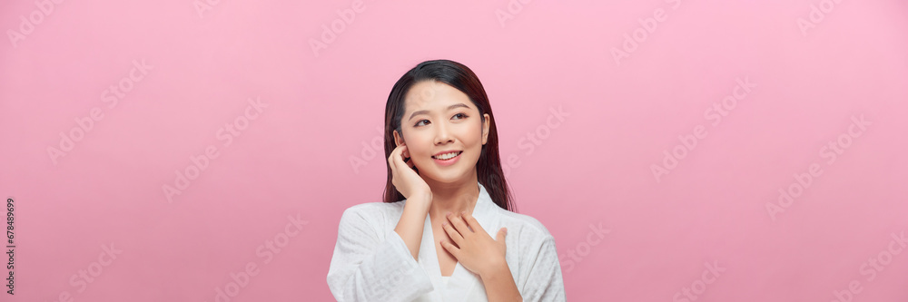 Healthy skin woman beauty face skin care clean female portrait cosmetic concept. Panorama Healthy skin woman beauty face skin care clean female portrait cosmetic concept. Panorama