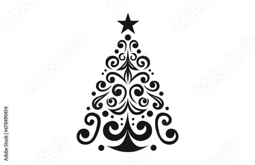 Christmas tree Vector illustration Bundle, Christmas Decorative tree silhouette Outline Clipart Bundle