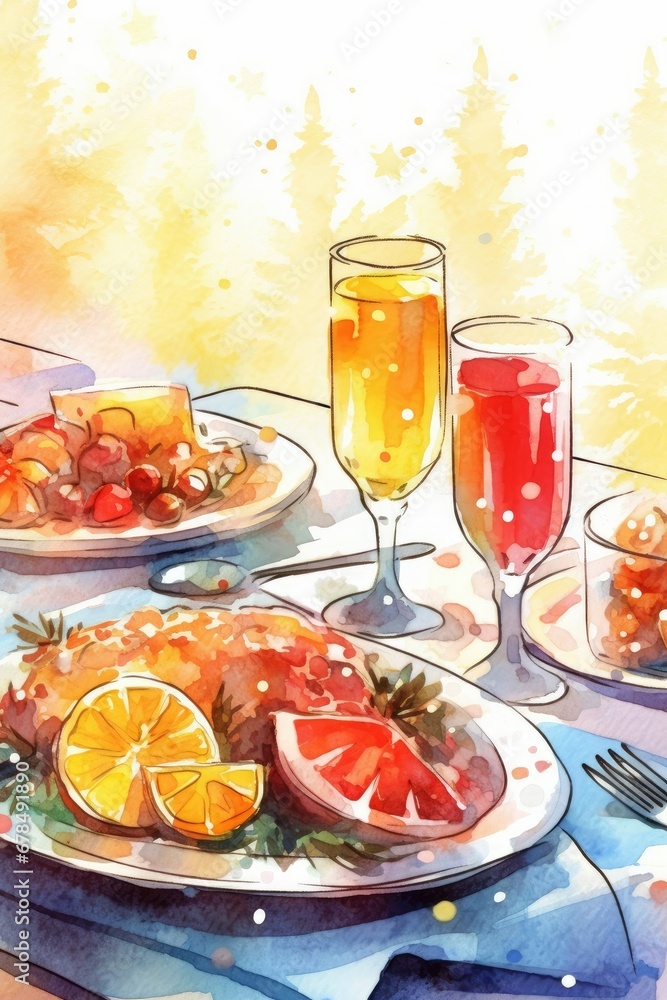 Christmas holiday dinner. New Year and Christmas. Christmas holiday dinner. New Year and Christmas.