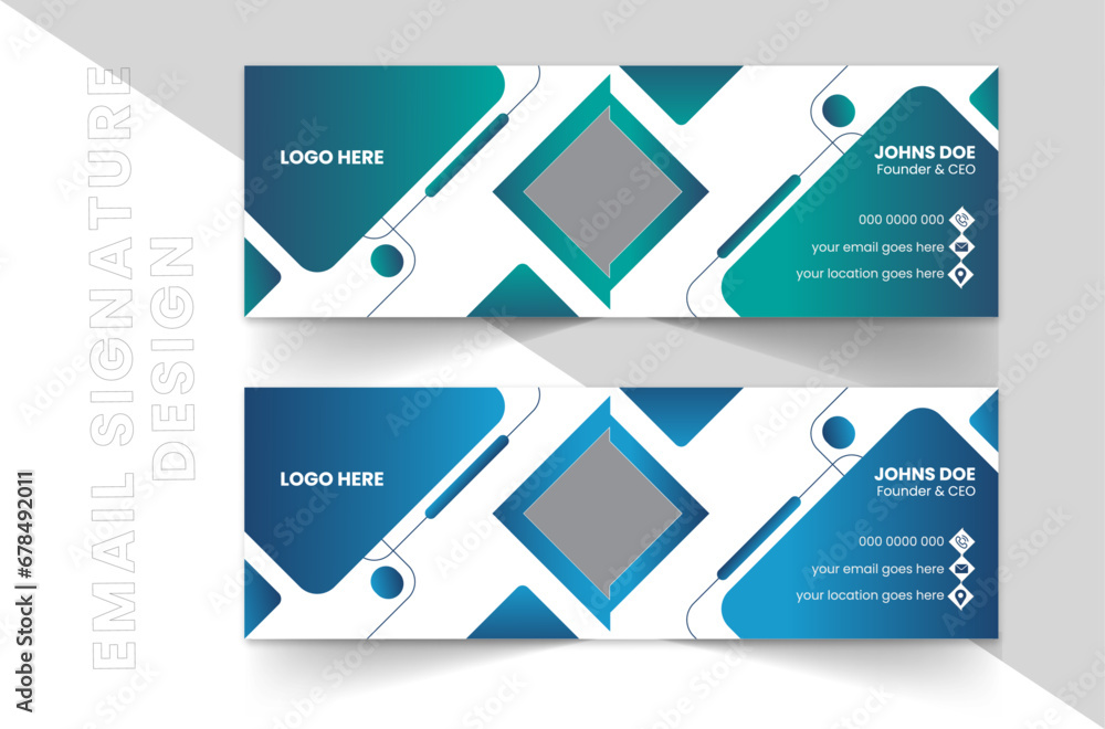 Naklejka premium Modern Corporate Email Signature Template, Creative Design Minimal and Clean Identity Template.