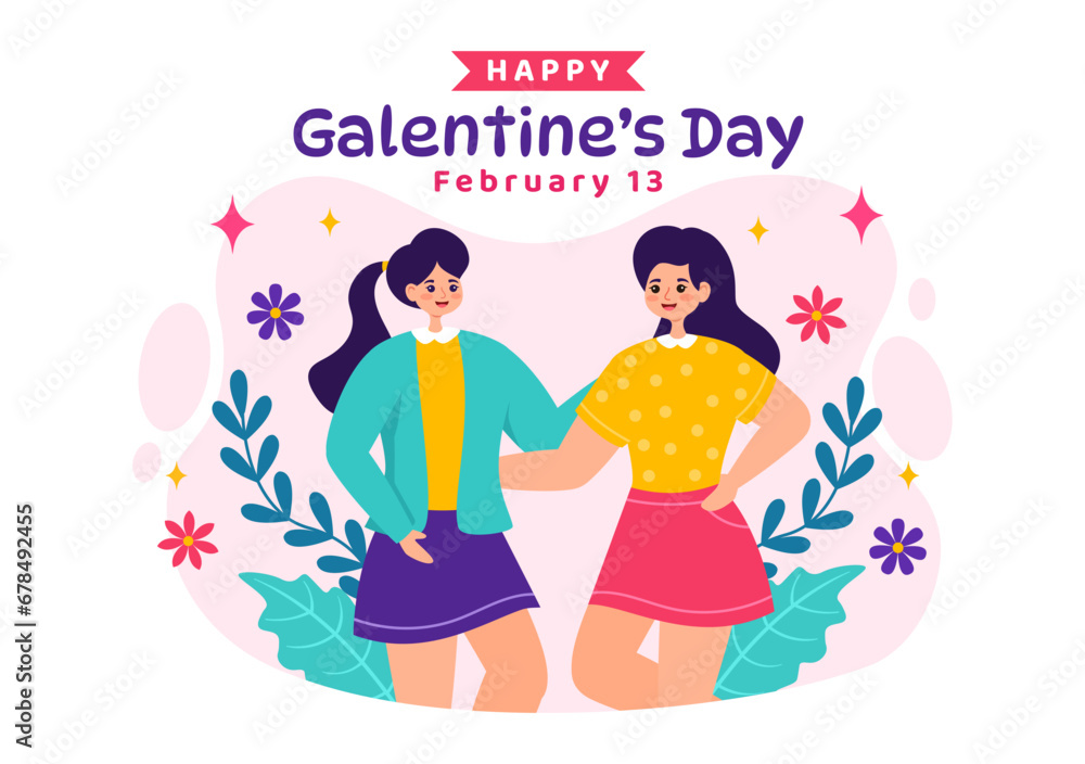 Happy Galentine's Day Vector Illustration on February 13th with Celebrating Women Friendship for Their Freedom in Flat Cartoon Background Design Happy Galentine's Day Vector Illustration on February 13th with Celebrating Women Friendship for Their Freedom in Flat Cartoon Background Design