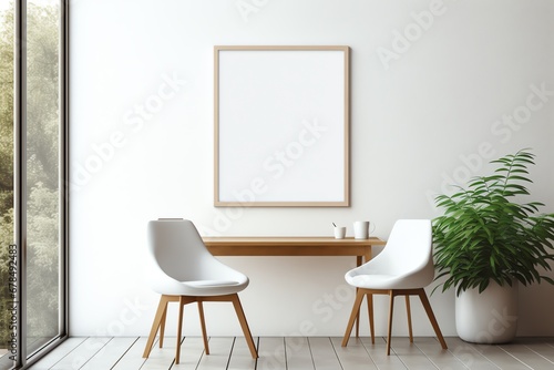 blank frame in modern home interior mockup background