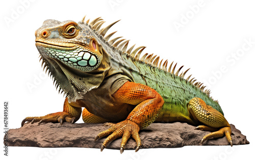 Dangerous Iguana with Textured Scale Isolated on Transparent Background PNG. © Saad