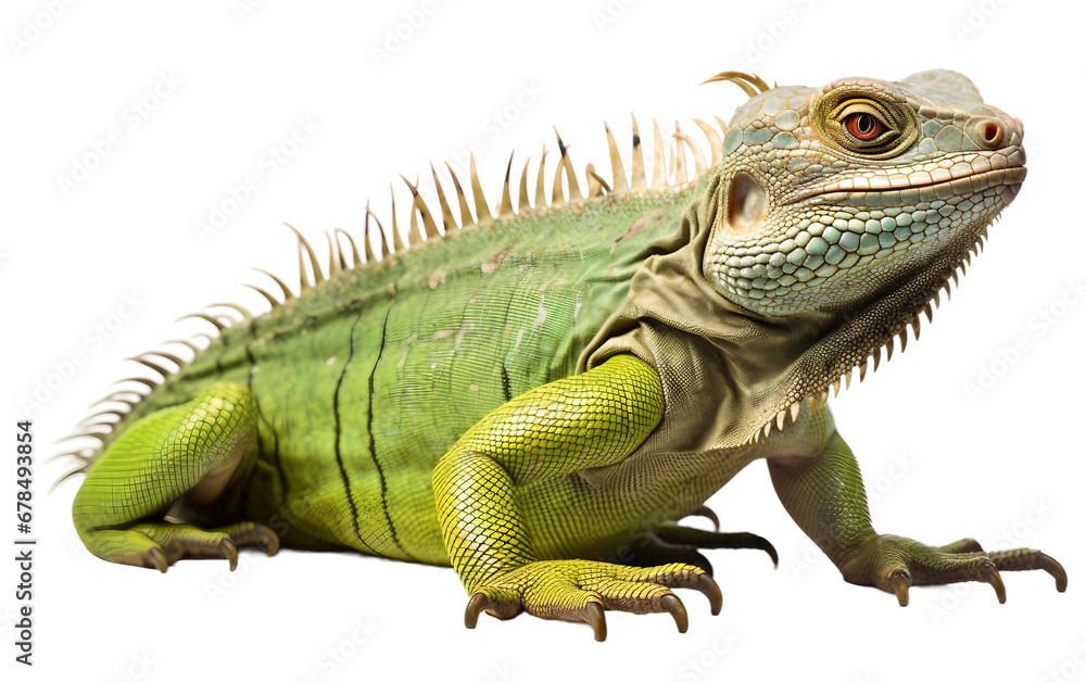 Amazing Dangerous Iguana with Textured Scale Isolated on Transparent Background PNG.
