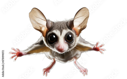 Falling Sugar Cute Glider with Large Eyes Isolated on Transparent Background PNG.