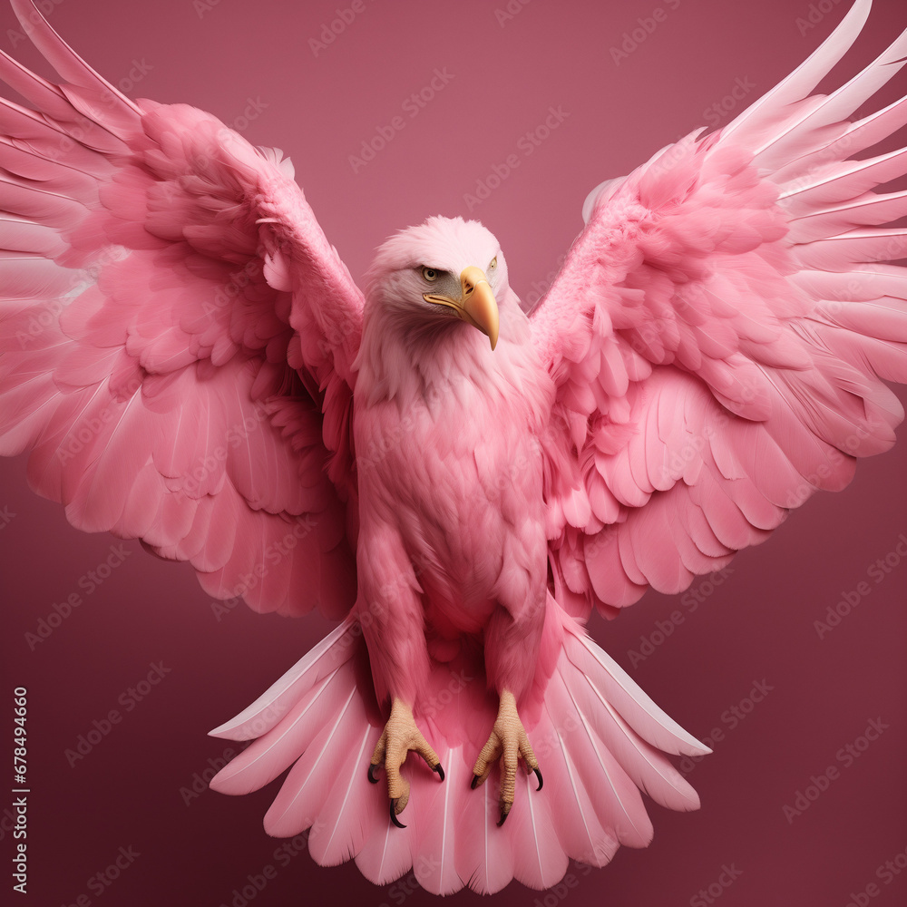 Obraz premium pink flaming flamingo galah bald eagle with wings