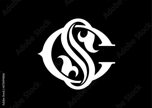 black and white monogram logo vector