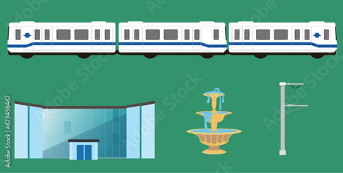Taiwan Metro, architecture, utility poles, fountain