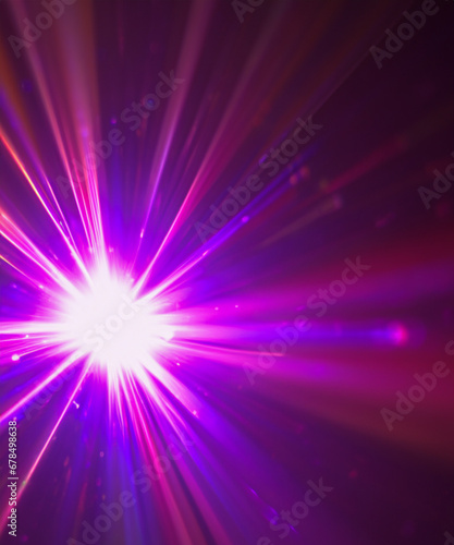 Iridescent sparkling glow. Led neon purple pink gold glowing. Refraction of rays through a prism.