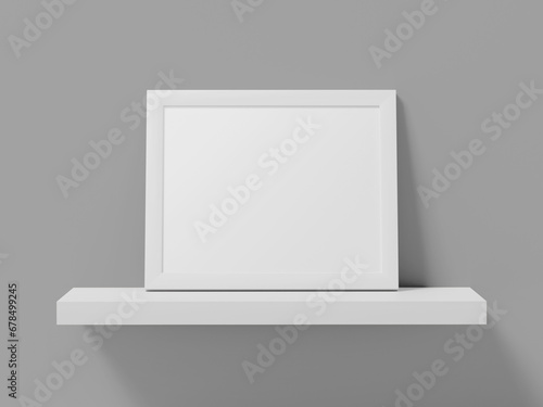 White Blank Certificate Frame 3D Mockup on a Wall