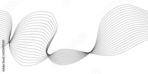 Abstract grey smooth element wavy modern curve lines on transparent background. Digital frequency track equalizer. Abstract frequency sound wave lines, twisted curve lines and technology background.